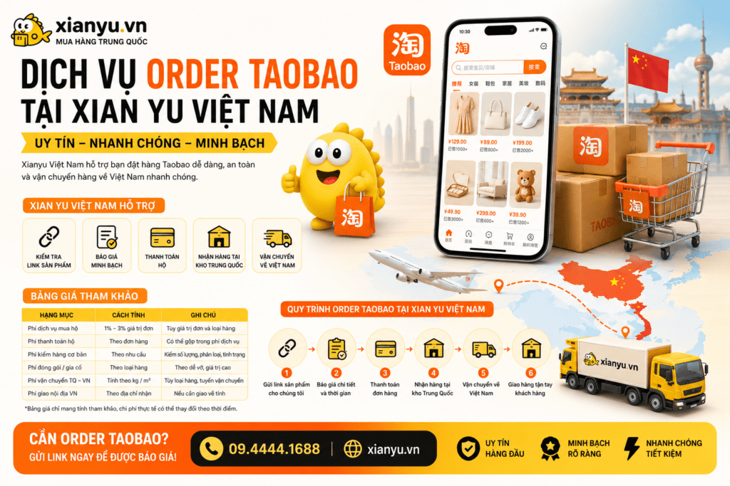 Dịch vụ order taobao tại Xianyu Việt Nam
