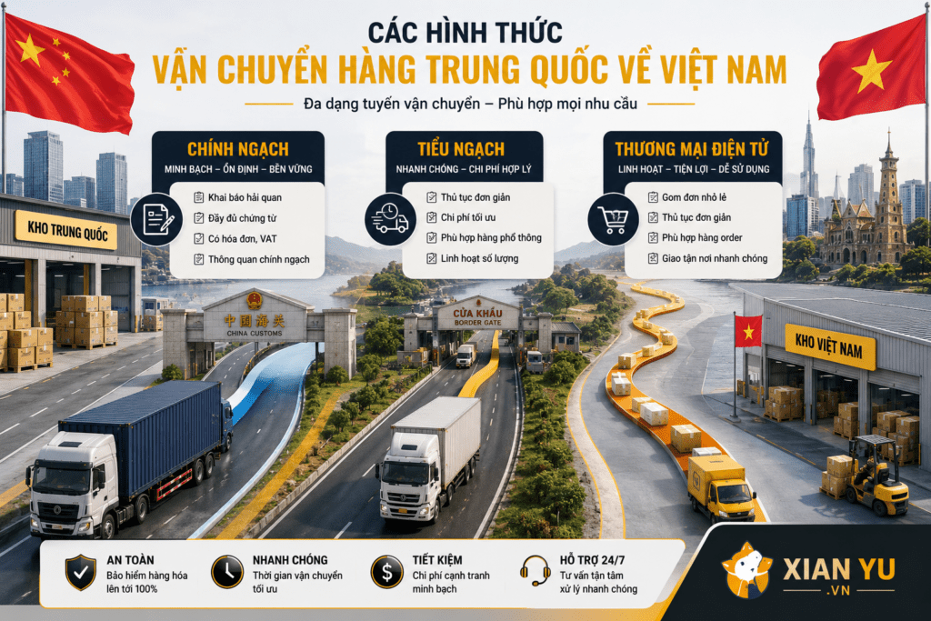 các hình thức vận chuyển hàng trung quốc về Việt Nam
