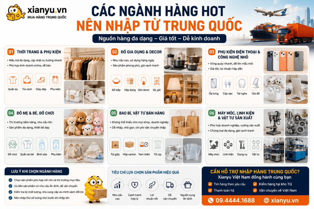 các ngành hàng hot nhập hàng trung quốc