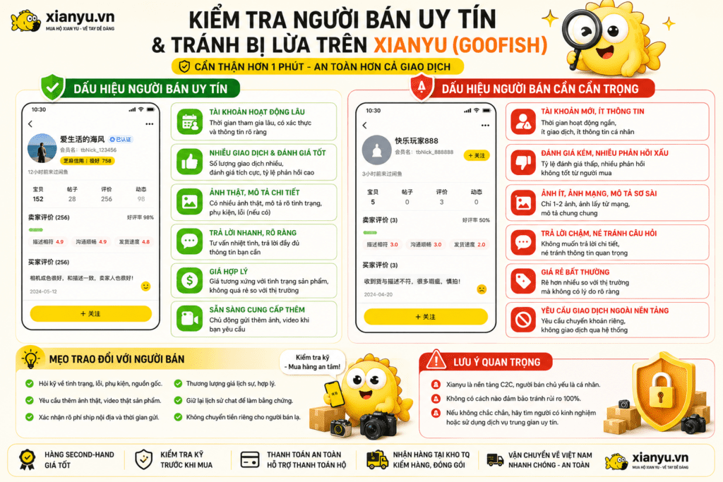 cách check uy tín người bán trên xianyu