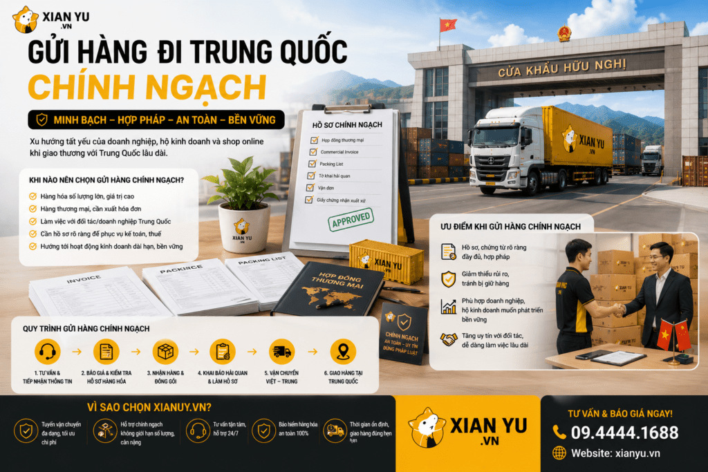 gửi hàng đi trung quốc chính ngạch