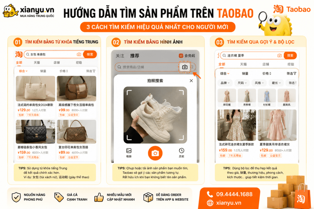 hướng dẫn tìm sản phẩm trên taobao
