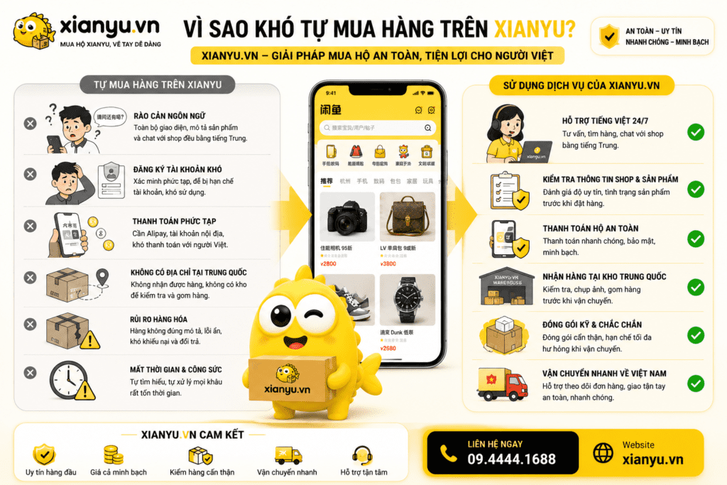 khó khăn khi mua hàng xianyu