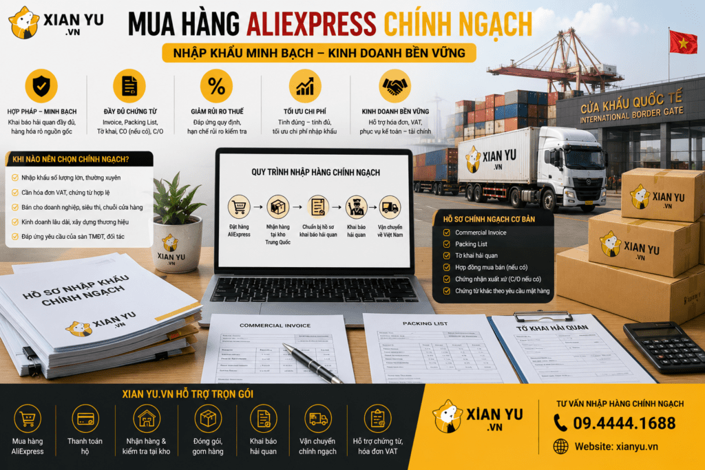 mua hàng aliexpress chính ngạch