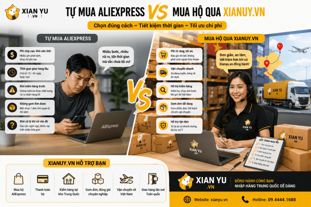nên tự mua hàng aliexpress hay nhờ dịch vụ mua hàng hộ aliexpress