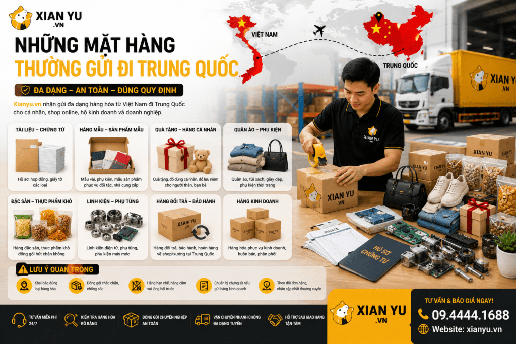 những mặt hàng gửi đi trung quốc