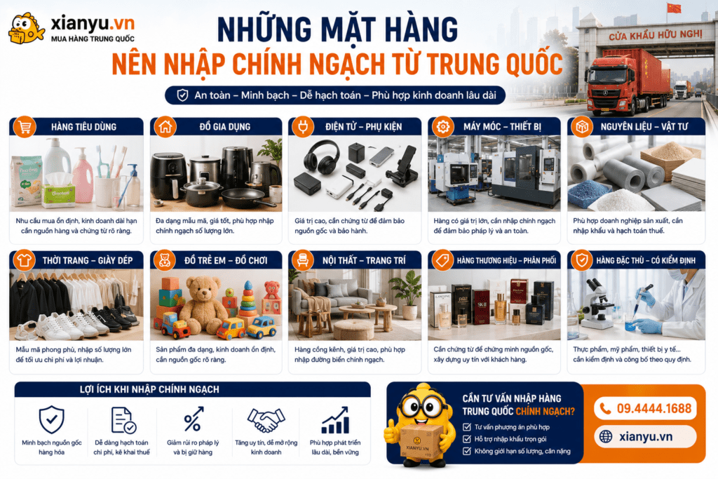 những mặt hàng nên nhập khẩu chính ngạch từ trung quốc