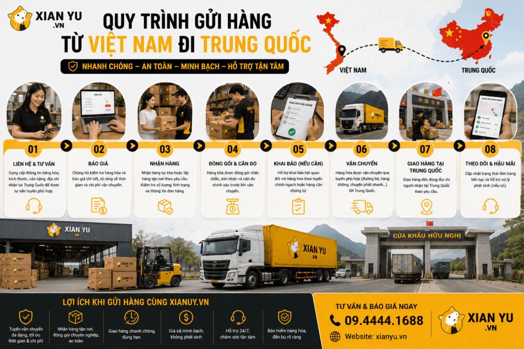 quy trình gửi hàng Việt Nam đi Trung Quốc