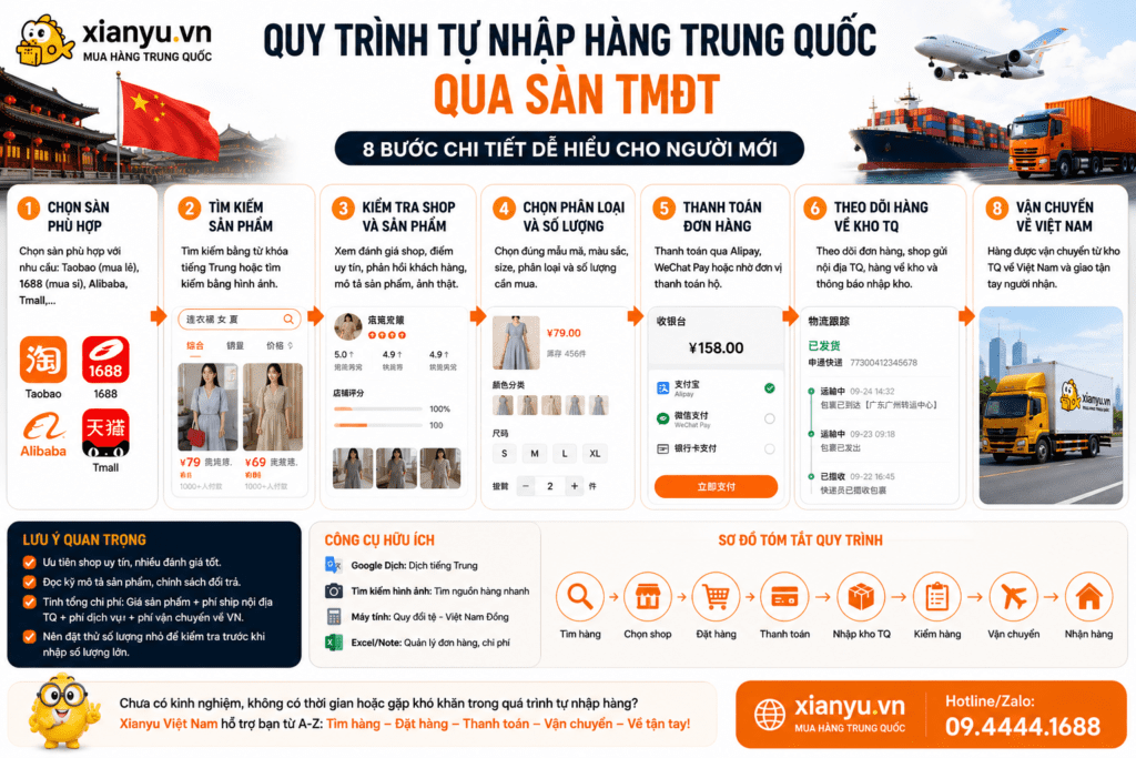 quy trình tự nhập hàng trung quốc qua các sàn tmđt