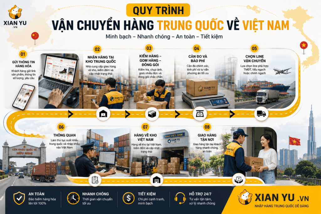 quy trình vận chuyển hàng trung quốc về việt nam